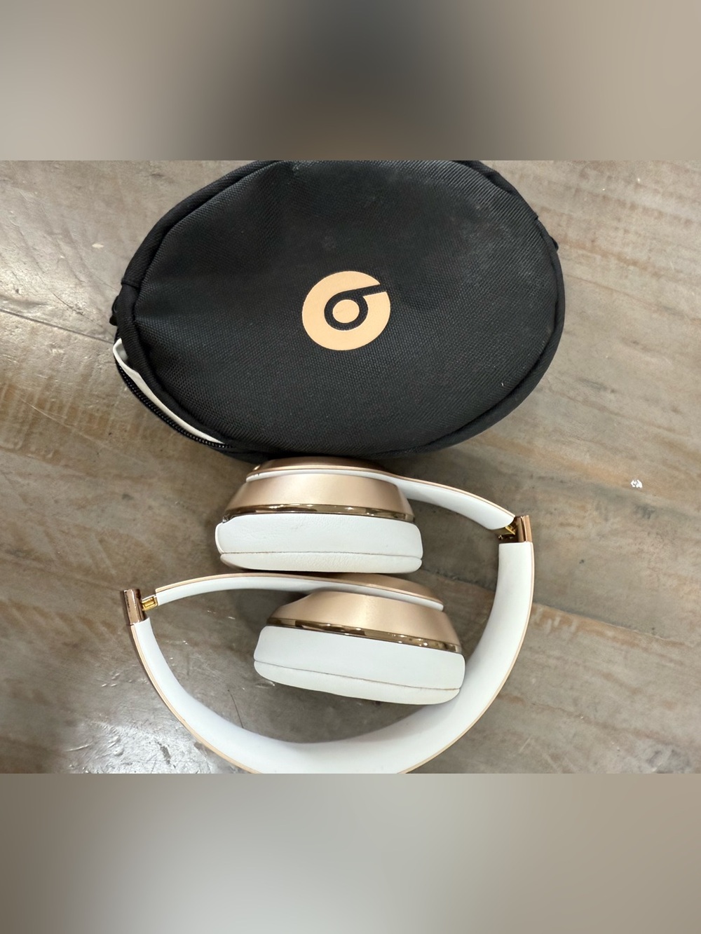 Beats Solo3 Wireless Headphones Rose Gold White w/ Case & Charger Tested